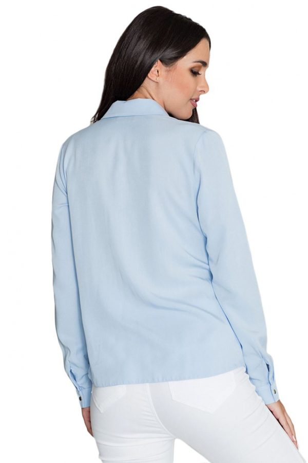 Blue Long Sleeve Shirt in Shirts For Women with Viscose