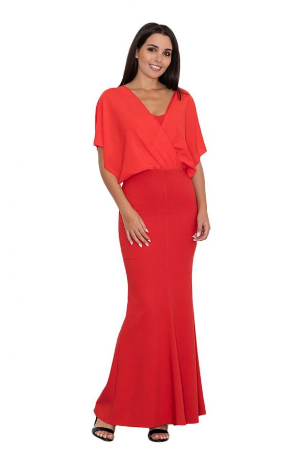 Red Long Dress in Evening Dresses with Spandex, Polyester and Viscose