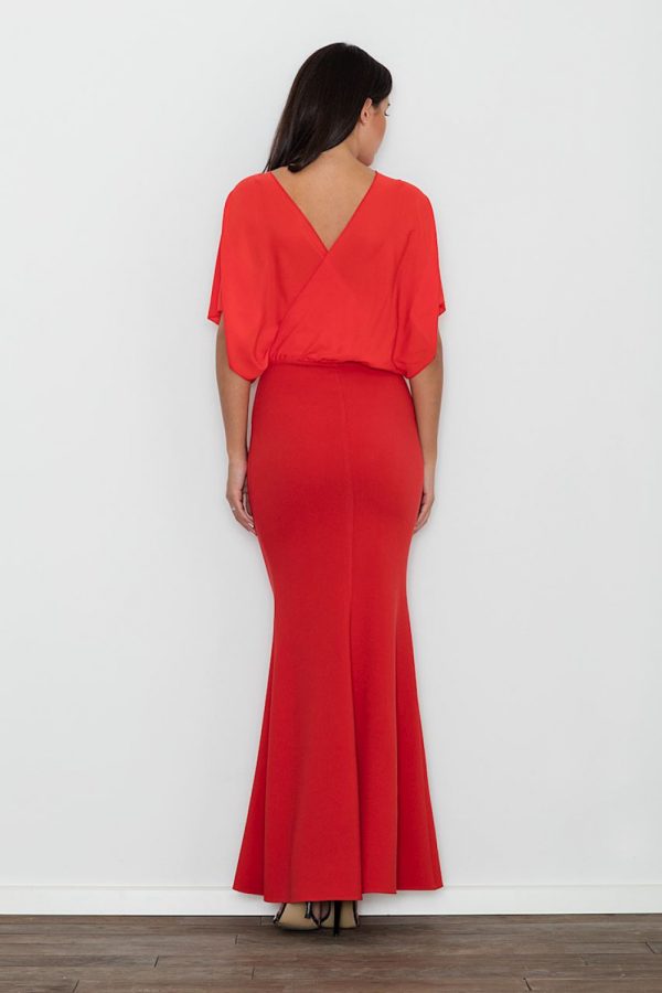 Red Long Dress in Evening Dresses with Spandex, Polyester and Viscose