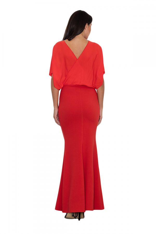 Red Long Dress in Evening Dresses with Spandex, Polyester and Viscose