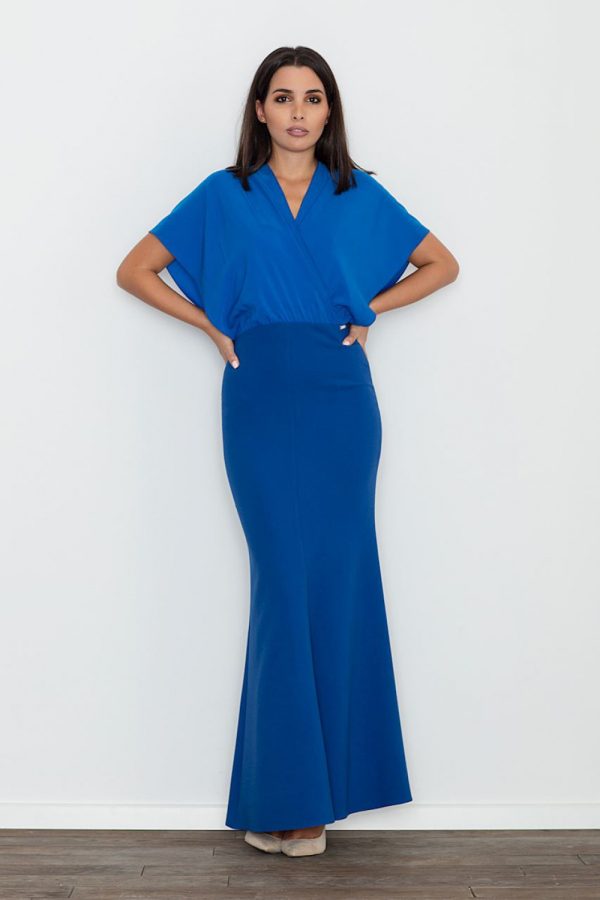 Blue Long Dress in Evening Dresses with Spandex, Polyester and Viscose