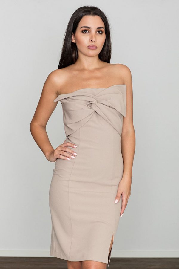 Beige Cocktail Dress in Formal Dresses, Cocktail Dresses with Polyester