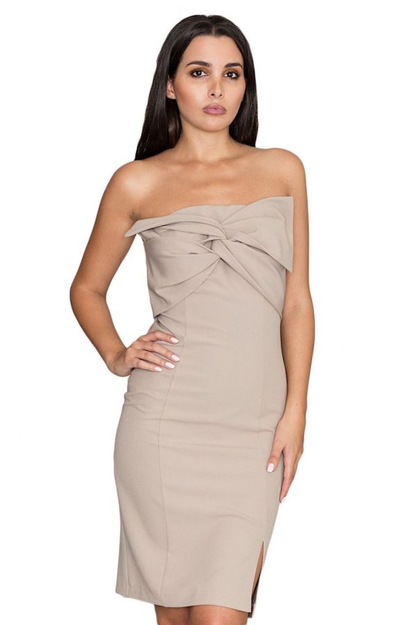 Beige Cocktail Dress in Formal Dresses, Cocktail Dresses with Polyester