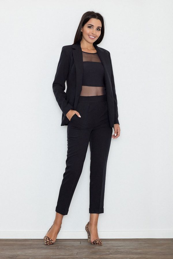 Black Women Trousers in Pants, Trousers, Shorts with Polyester and Viscose