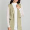 Green Gilet in Jackets, Vests For Women with Spandex, Polyester and Viscose