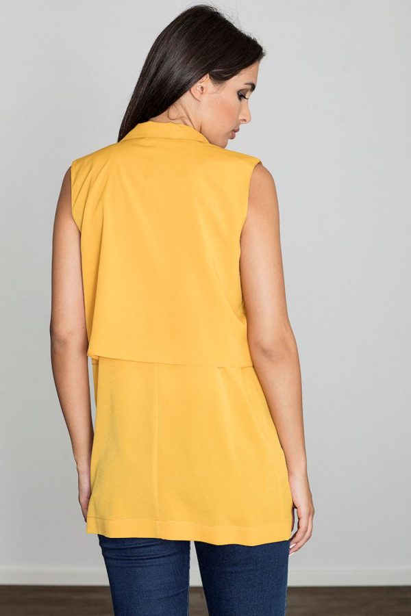 Yellow Gilet in Jackets, Vests For Women with Spandex, Polyester and Viscose