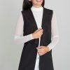 Black Gilet in Jackets, Vests For Women with Spandex, Polyester and Viscose