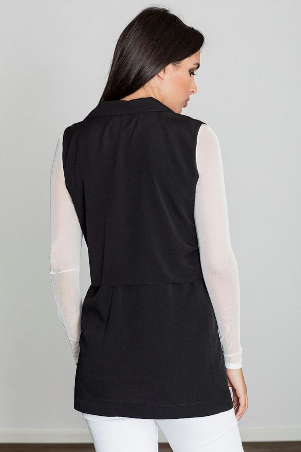 Black Gilet in Jackets, Vests For Women with Spandex, Polyester and Viscose