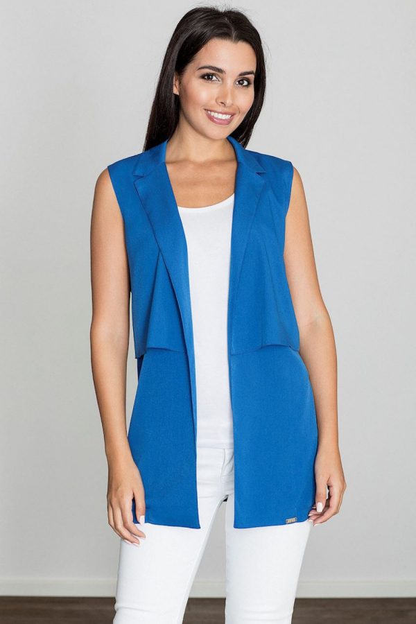 Blue Gilet in Jackets, Vests For Women with Spandex, Polyester and Viscose