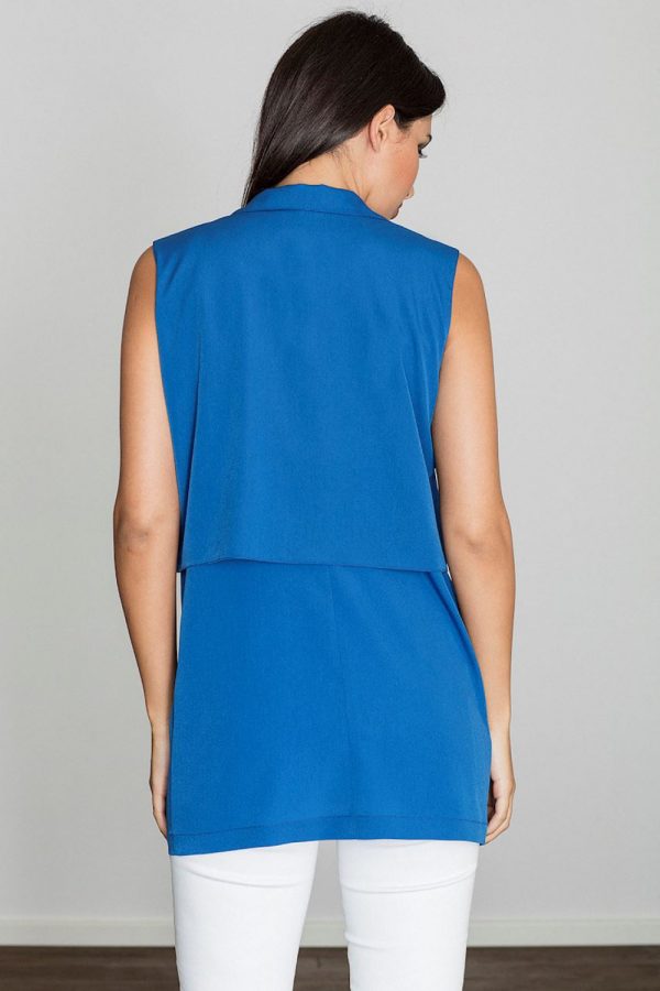 Blue Gilet in Jackets, Vests For Women with Spandex, Polyester and Viscose