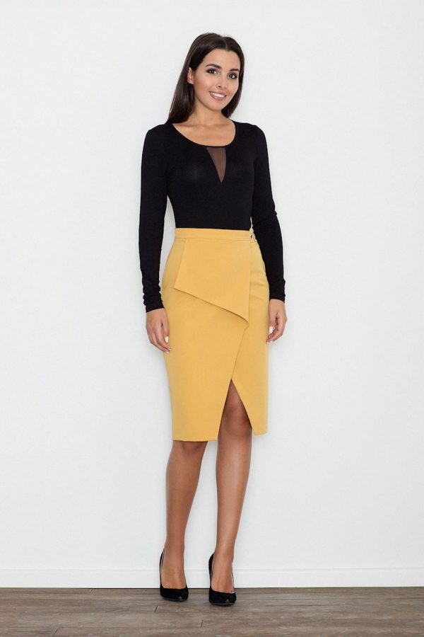 Yellow Classic Skirt in Skirts with Polyester and Viscose