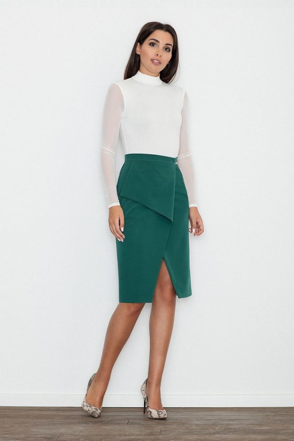 Green Classic Skirt in Skirts with Polyester and Viscose