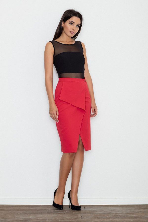 Red Classic Skirt in Skirts with Polyester and Viscose