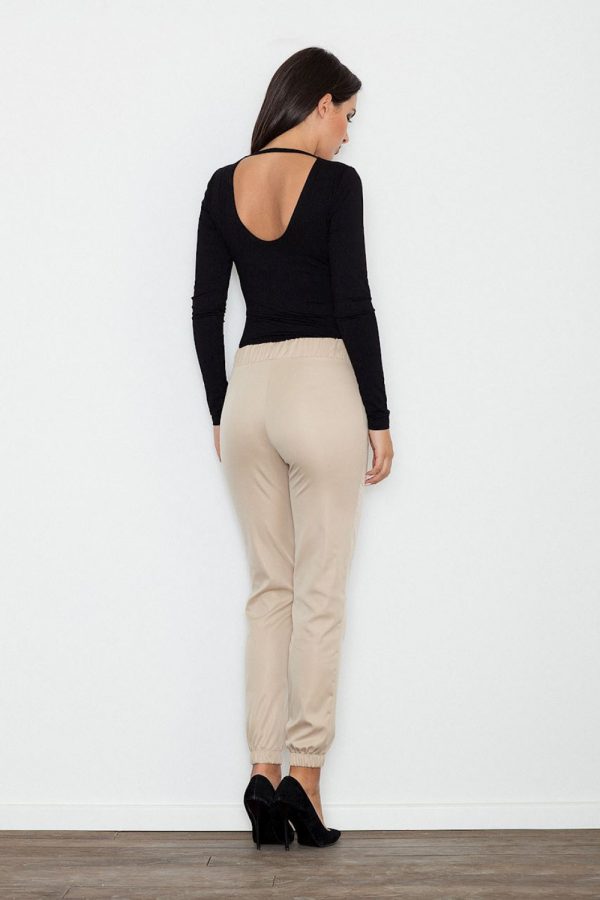 Beige Women Trousers in Pants, Trousers, Shorts with Spandex and Polyester