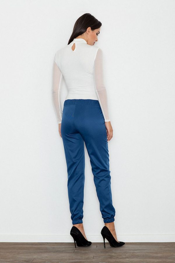 Blue Women Trousers in Pants, Trousers, Shorts with Spandex and Polyester
