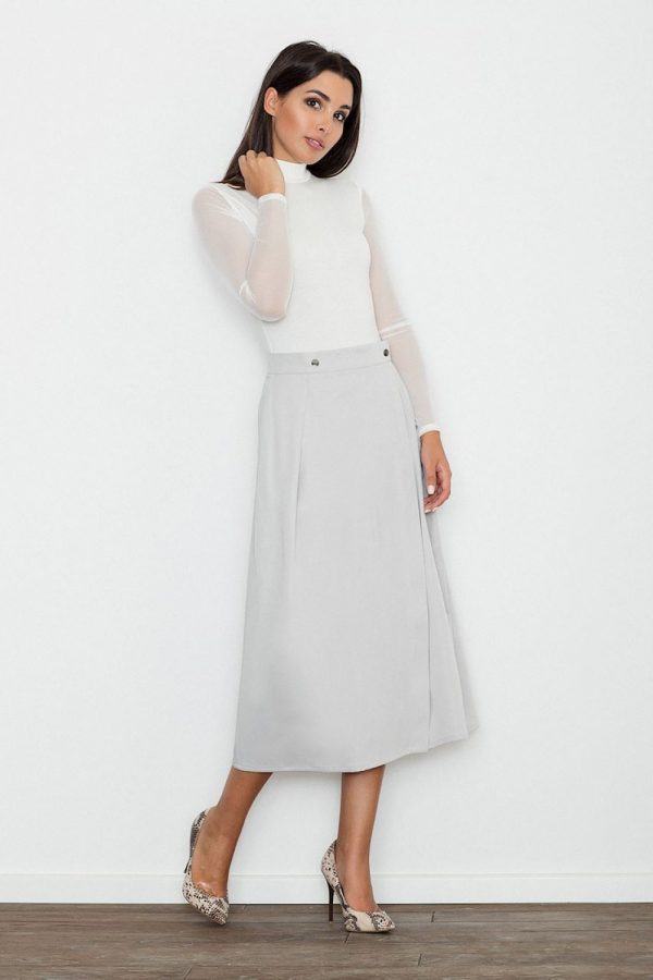 Grey Long Skirt in Skirts with Spandex and Polyester
