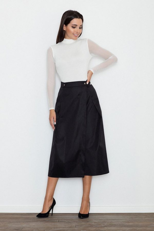 Black Long Skirt in Skirts with Spandex and Polyester