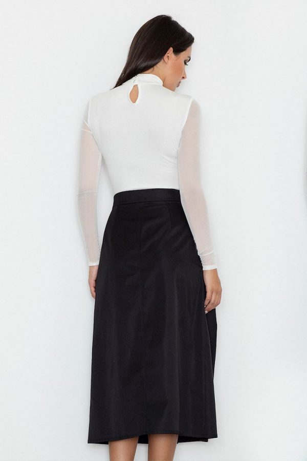 Black Long Skirt in Skirts with Spandex and Polyester