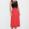 Red Long Skirt in Skirts with Spandex and Polyester