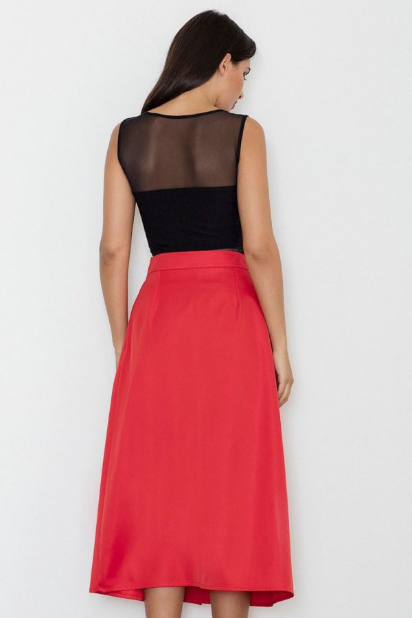 Red Long Skirt in Skirts with Spandex and Polyester