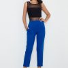 Blue Women Trousers in Pants, Trousers, Shorts with Polyester and Viscose