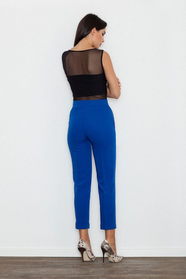 Blue Women Trousers in Pants, Trousers, Shorts with Polyester and Viscose