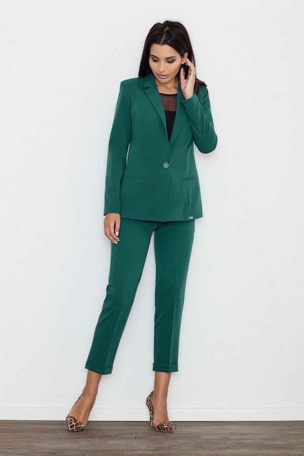 Green Women Trousers in Pants, Trousers, Shorts with Polyester and Viscose