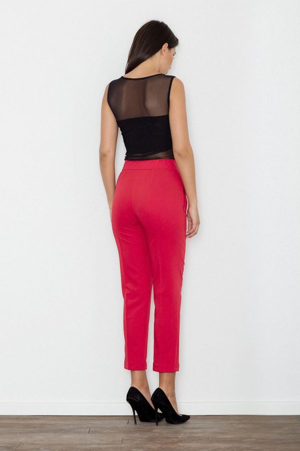 Red Women Trousers in Pants, Trousers, Shorts with Polyester and Viscose