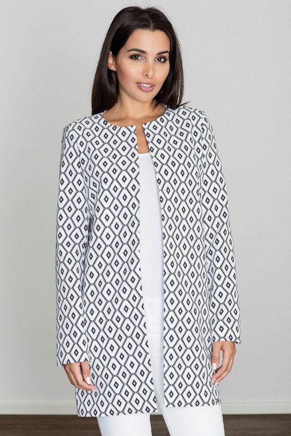 White Coat in Women`s Coats, Jackets with Polyester and Viscose