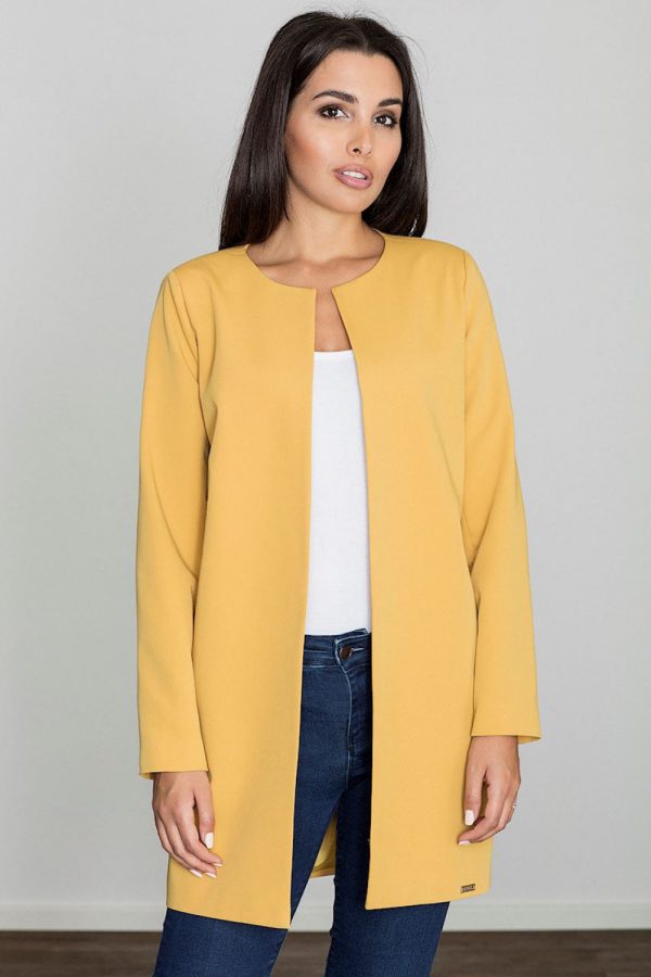 Yellow Coat in Women`s Coats, Jackets with Polyester and Viscose