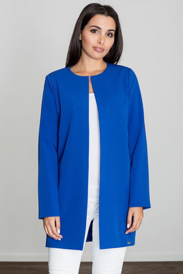 Blue Coat in Women`s Coats, Jackets with Polyester and Viscose