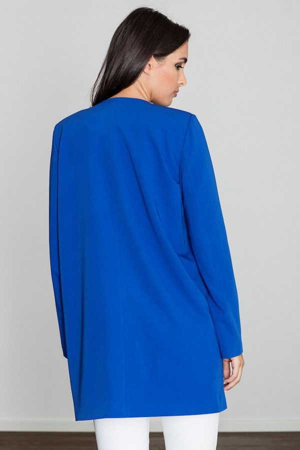 Blue Coat in Women`s Coats, Jackets with Polyester and Viscose