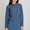 Navy Blue Tunic in Women`s Blouses, Tunics with Spandex and Polyester