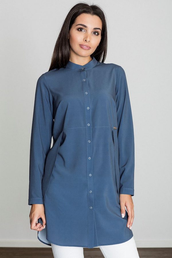 Navy Blue Tunic in Women`s Blouses, Tunics with Spandex and Polyester