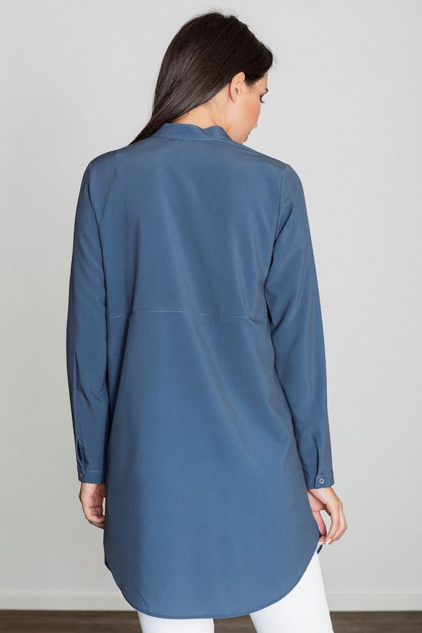 Navy Blue Tunic in Women`s Blouses, Tunics with Spandex and Polyester