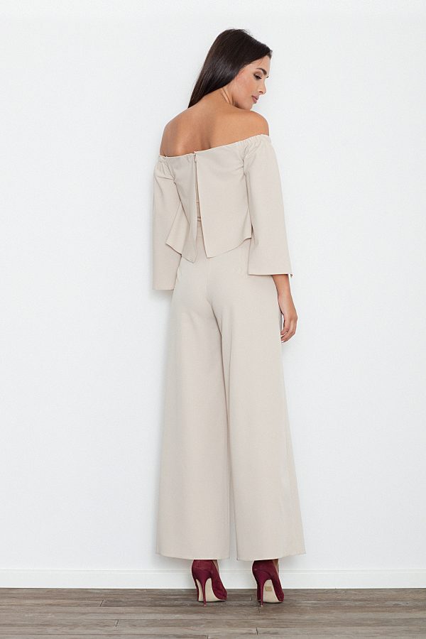 Beige Suit in Playsuits For Women with Polyester and Viscose