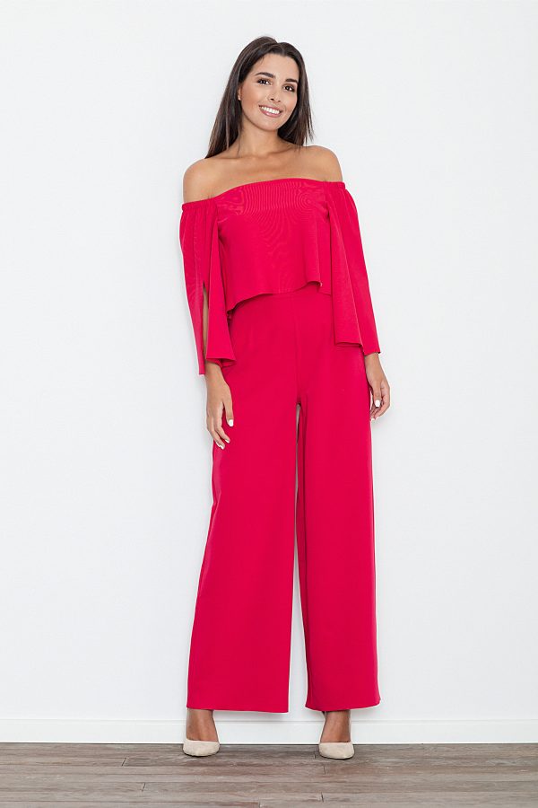 Red Suit in Playsuits For Women with Polyester and Viscose