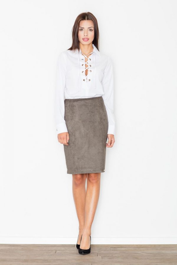 Green Classic Skirt in Skirts with Spandex and Polyester