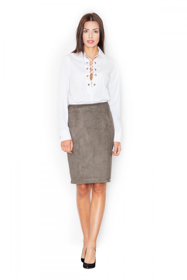 Green Classic Skirt in Skirts with Spandex and Polyester