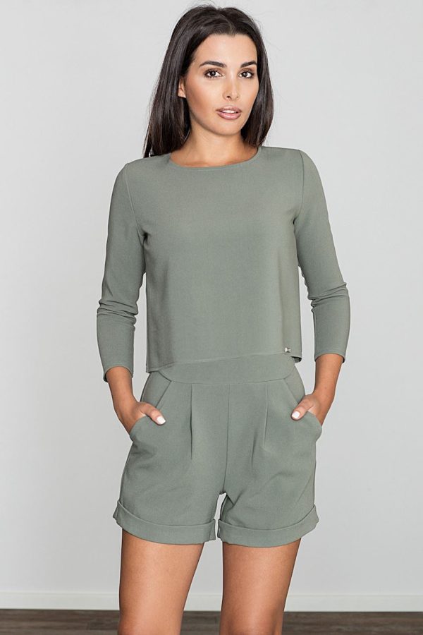 Green Suit in Playsuits For Women with Spandex, Polyester and Viscose