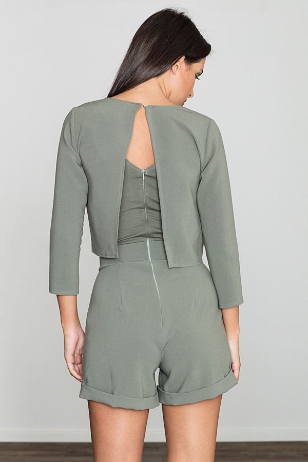 Green Suit in Playsuits For Women with Spandex, Polyester and Viscose