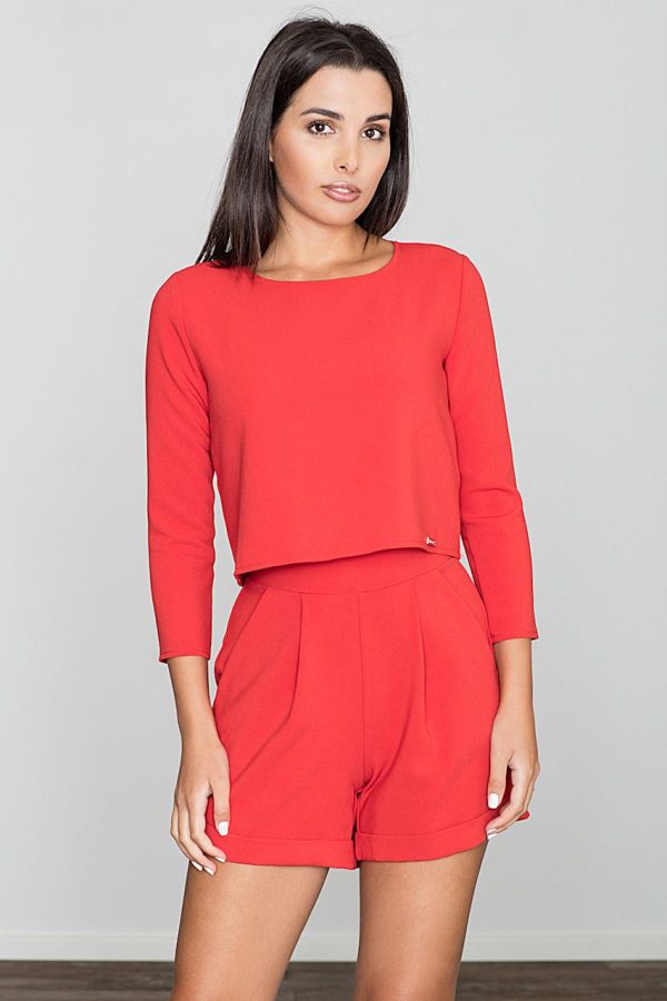 Red Suit in Playsuits For Women with Spandex, Polyester and Viscose