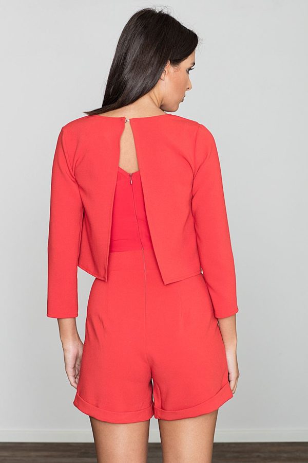 Red Suit in Playsuits For Women with Spandex, Polyester and Viscose