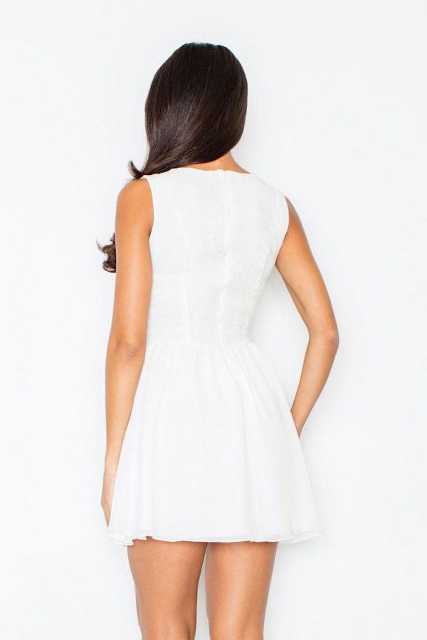 Beige Short Dress in Evening Dresses with Spandex and Polyester