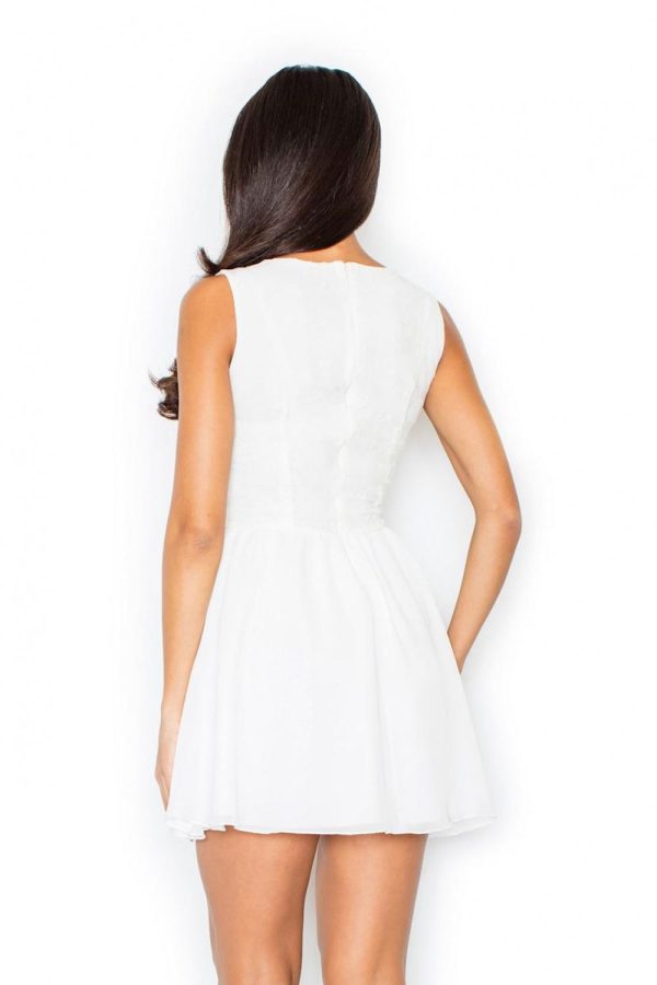 Beige Short Dress in Evening Dresses with Spandex and Polyester