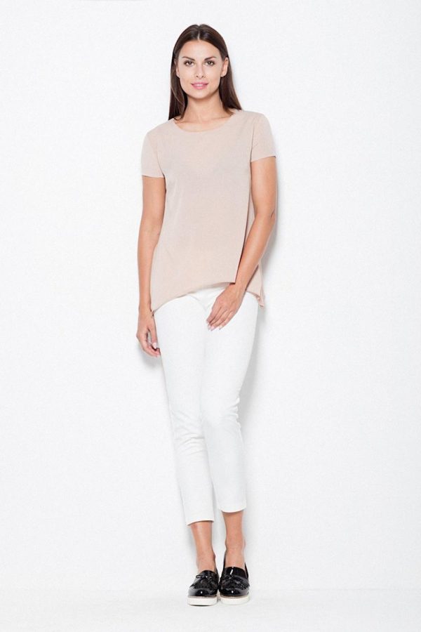 Beige Blouse in Women`s Blouses, Tunics with Spandex, Polyester and Viscose