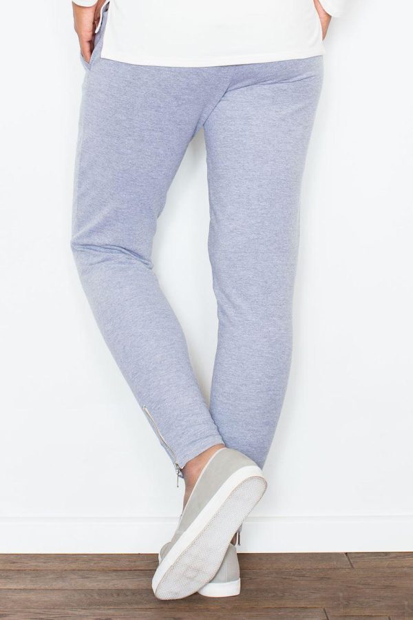 Grey Women Trousers in Formal Trousers For Ladies with Cotton and Spandex