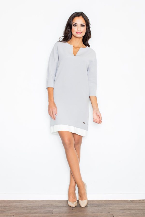 Grey Daydress in Day Dresses with Spandex, Polyester and Viscose