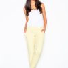 Yellow Women Trousers in Casual Pants For Women with Cotton and Spandex