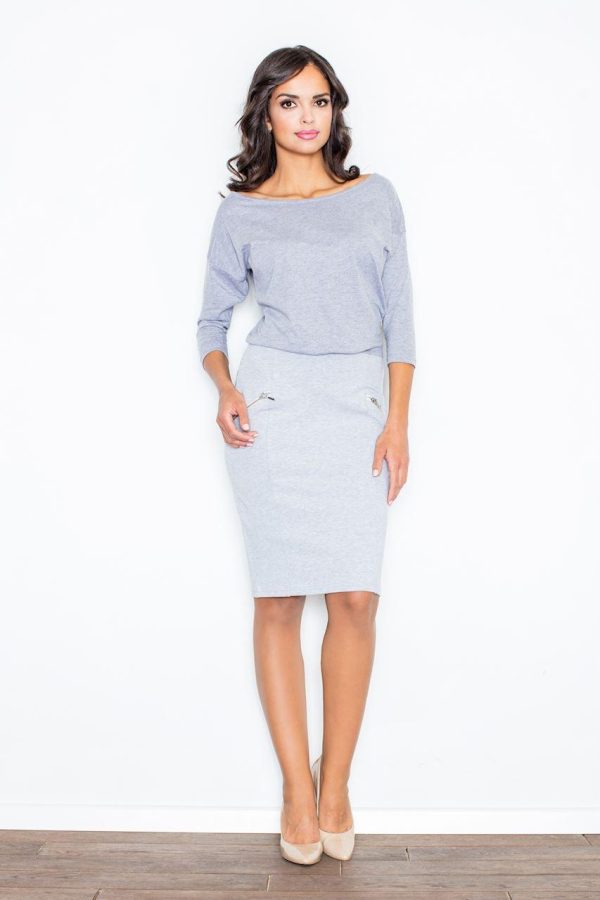 Grey Daydress in Day Dresses with Cotton and Spandex